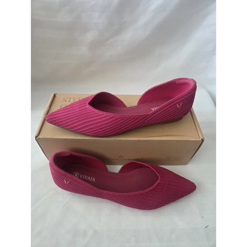 VIVAIA Melia Pitaya Pink Pointed‎ Toe dOrsay Knit Flats EU 39 US 8 NEW